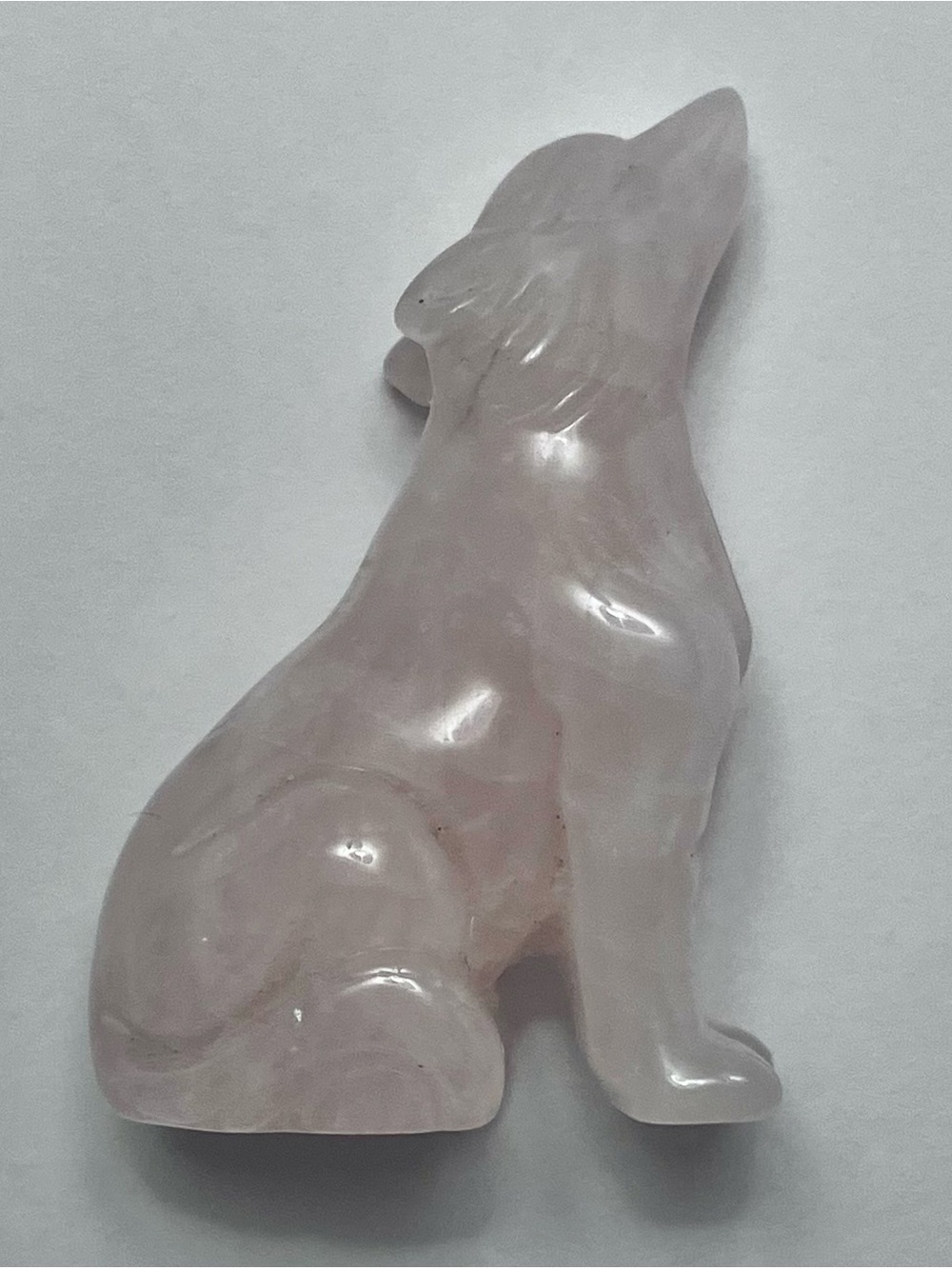 ROSE QUARTZ Wolf Cub / 1.75 Inches / NATURAL COLOR / Hand Carved Stone Figurine